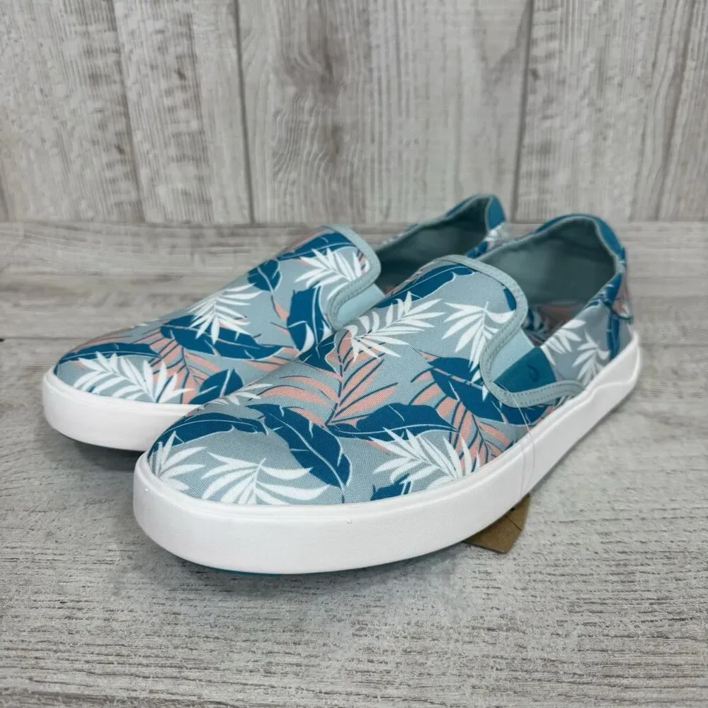 OLUKAI Lae'ahi Pa'i Slip On Shoes Swell/Aloha Men’s Size 10.5 Blue White Tropic